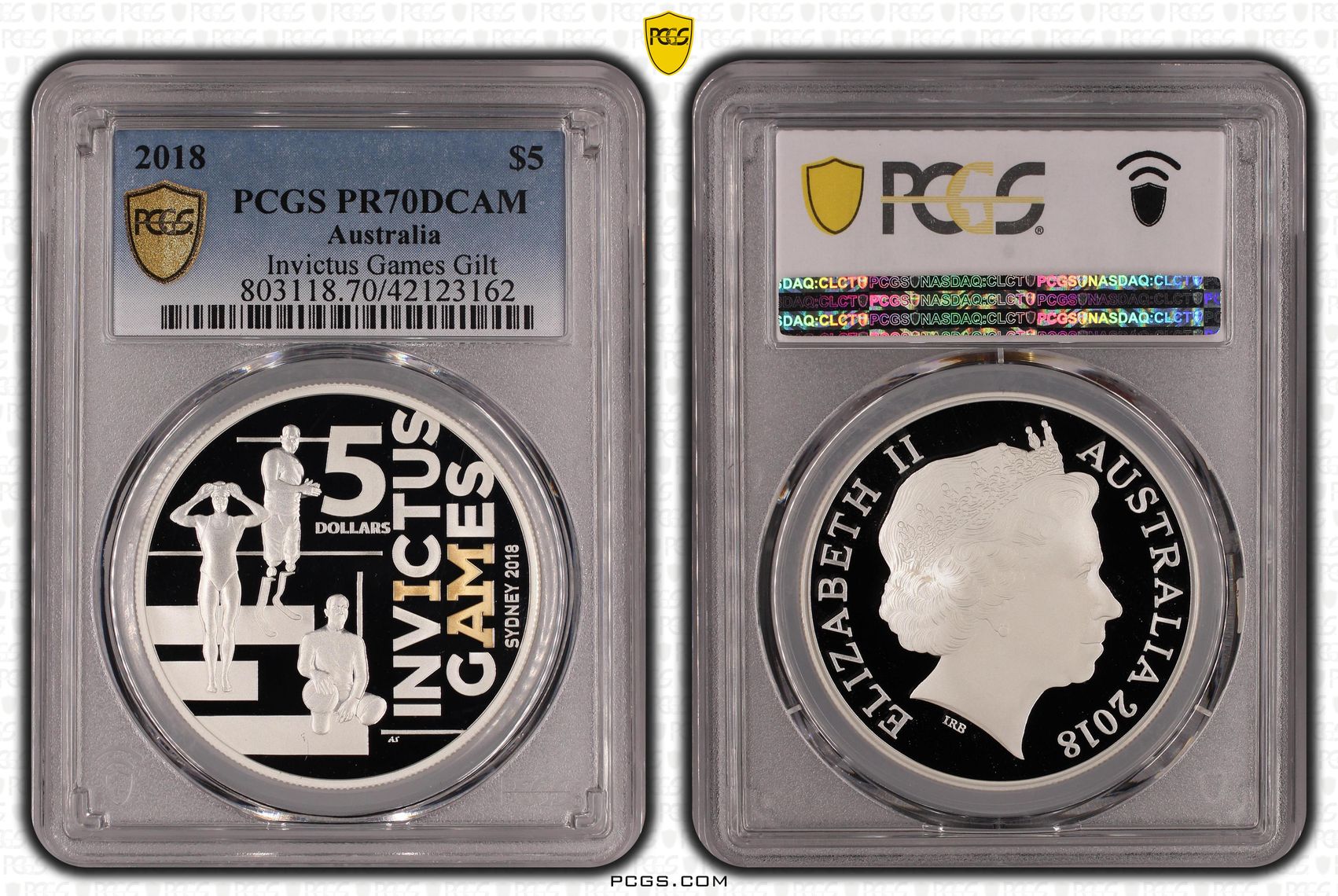 Invictus Games Gilt, POP 4/0, Five Dollar, 2018, PCGS PR70DCAM