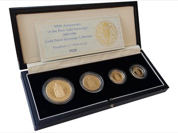 1989 ELIZABETH II 'TUDOR ROSE' PROOF GOLD 4 COIN SET