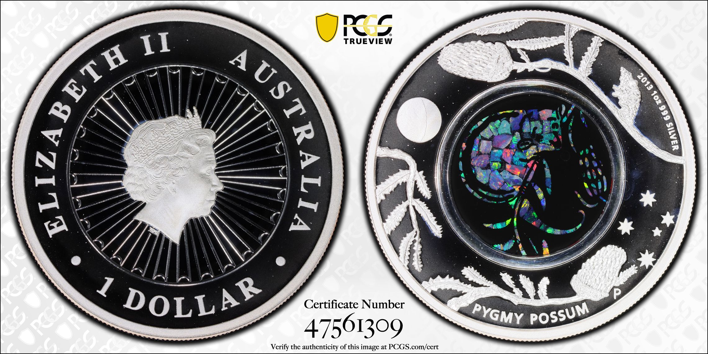 Pygmy Possum - Opal , One Dollar, 2013-P, PCGS PR69DCAM
