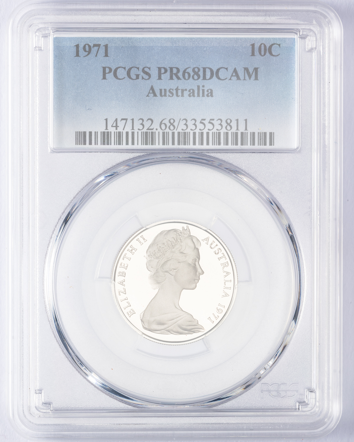 Elizabeth II, Ten Cent, 1971, PCGS PR68DCAM