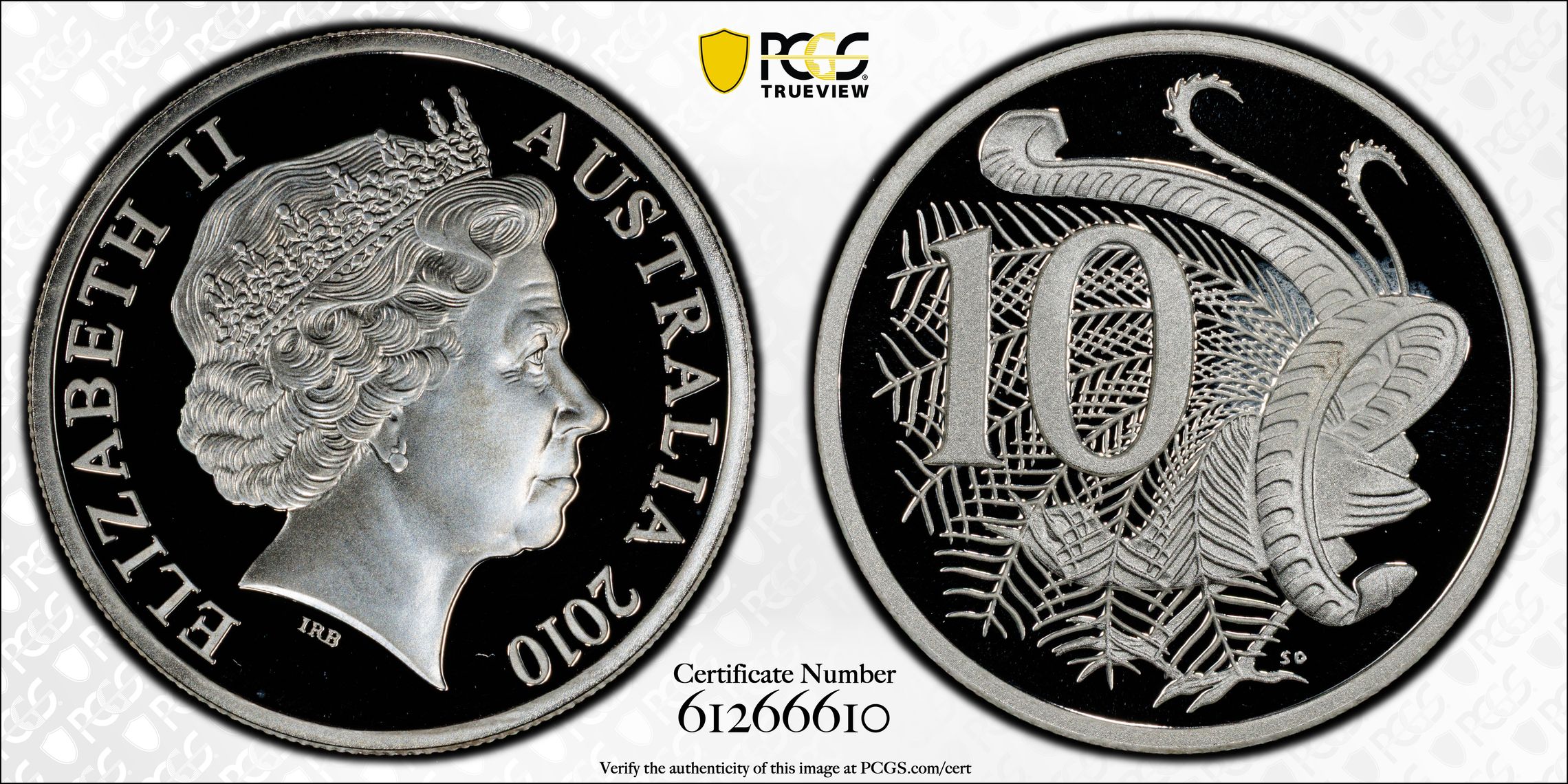 Silver, Ten Cent, 2010, PCGS PR69DCAM