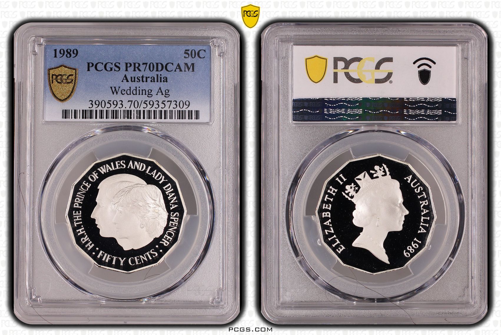 Elizabeth II, Wedding Silver, Fifty Cent, 1989, PCGS PR70DCAM