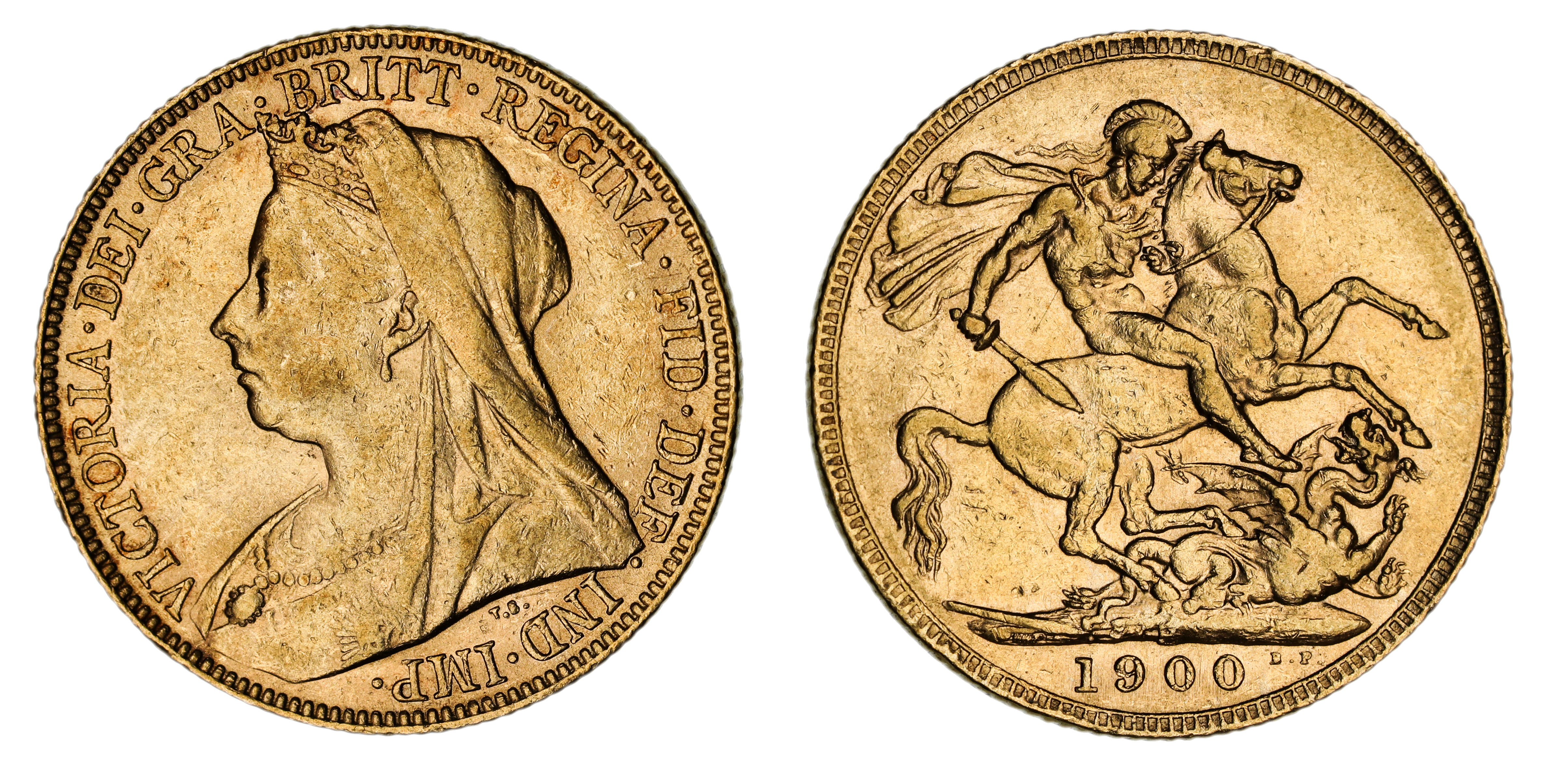 Victoria, St. George Reverse - Perth Mint - Veiled, Sovereign, 1900, gVF