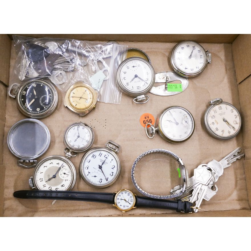 Box Old Pocket Watches Etc
