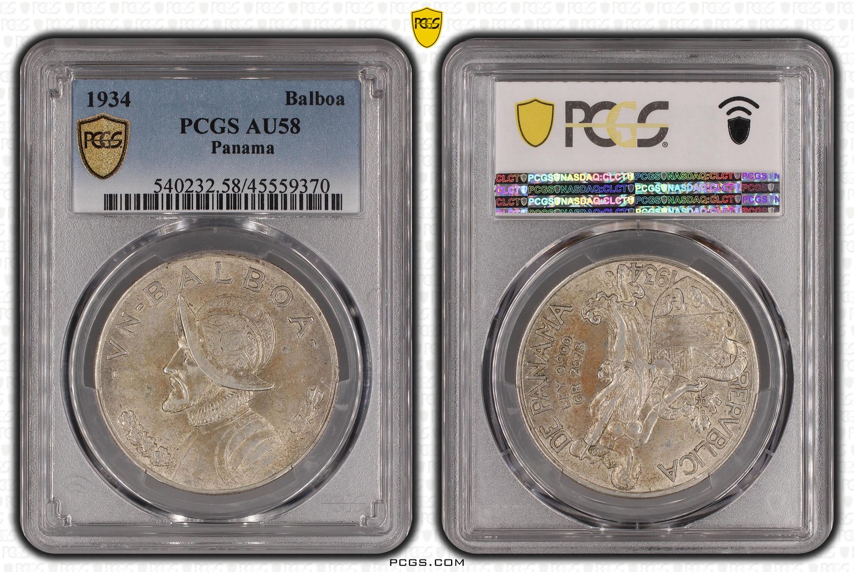 Panama, Balboa, 1934, PCGS AU58