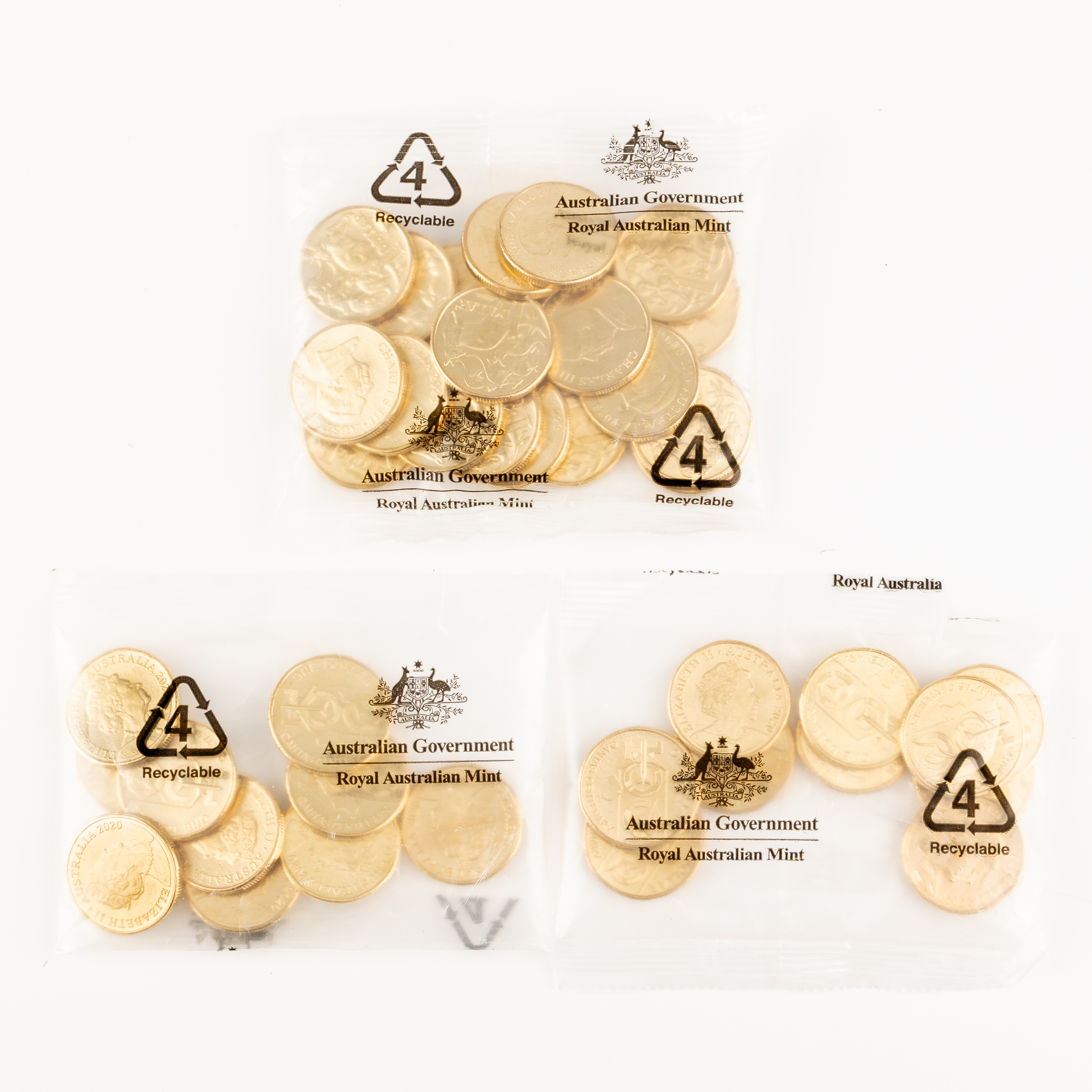 77 · RAM Bags - Qantas Centenary & Five Roos, One Dollar, 2020 - 2023,  UNC