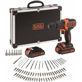 Black+Decker - 18V Cordless Hammer Drill + 80 Accessories + Metal Case