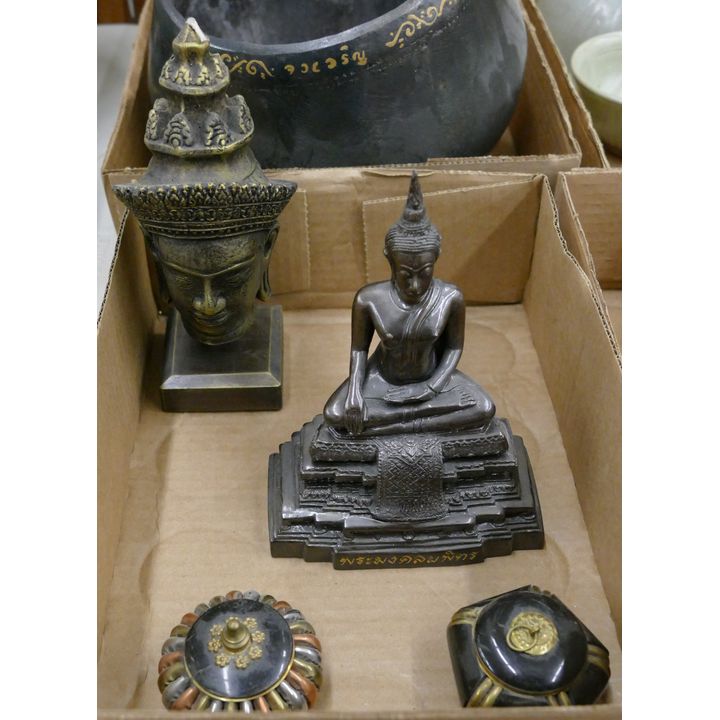 Box Thai Metal Buddha and Head etc.