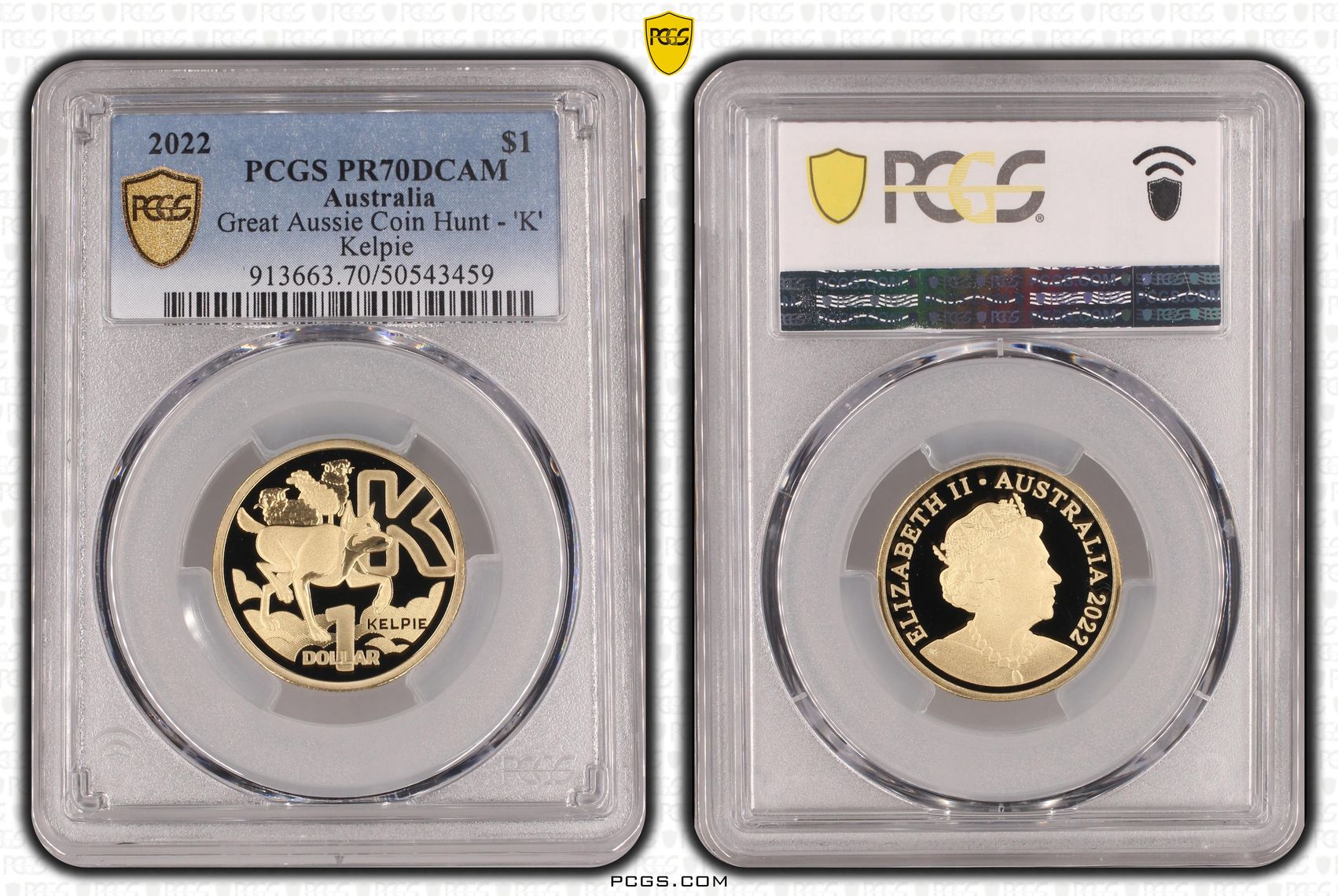 Great Aussie Coin Hunt - 'K', POP 14/0, One Dollar, 2022, PCGS PR70DCAM