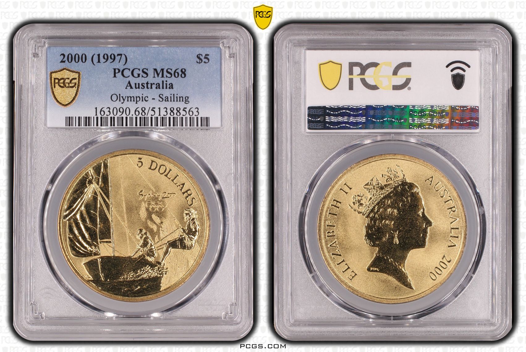 Olympic - Sailing, Five Dollar, 2000, PCGS MS68