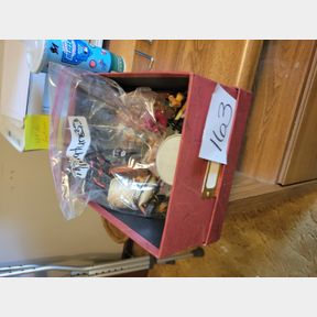 Large assortment of Knick knack shadow box items
