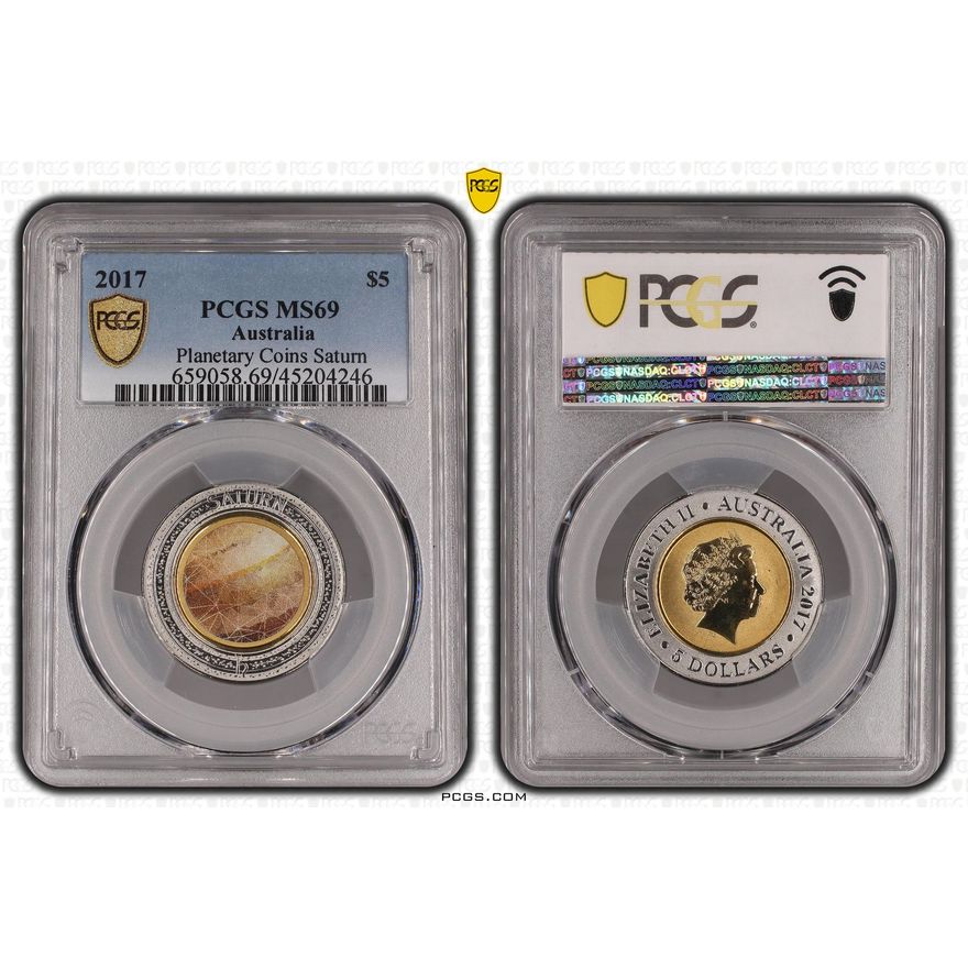2017 Australia Five Dollar, $5 Planetary Coins Saturn PCGS - MS69 -246