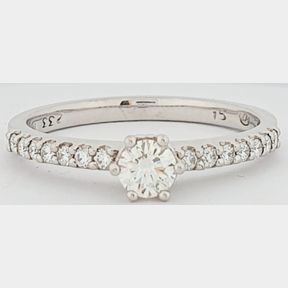 18CT WHITE GOLD RING WITH 0,240CT DIAMOND COLOUR I CLARITY VS & 0,140CT DIAMOND IN BAND - 51929/102