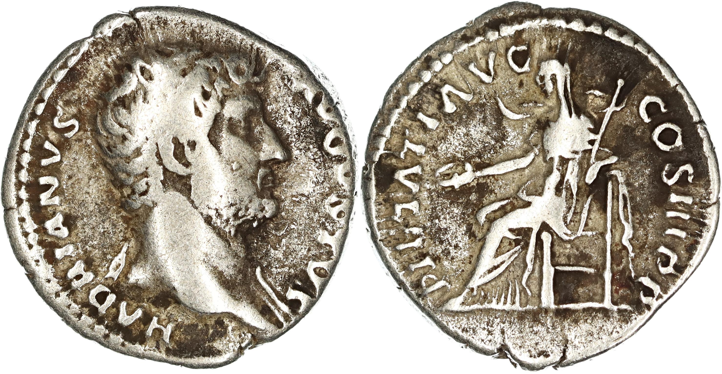Roman Empire, Hadrian, Silver Denarius, 132-134 AD, gF-nVF