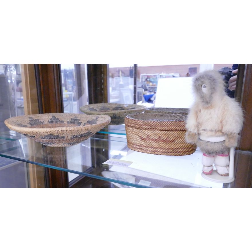 3pc Native Indian Baskets & Eskimo Doll- 7'' to 10''