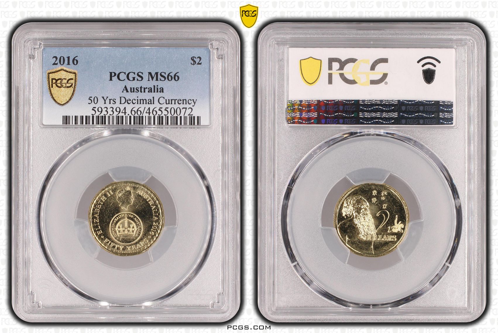 Elizabeth II, 50 Yrs Decimal Currency, Two Dollar, 2016, PCGS MS66
