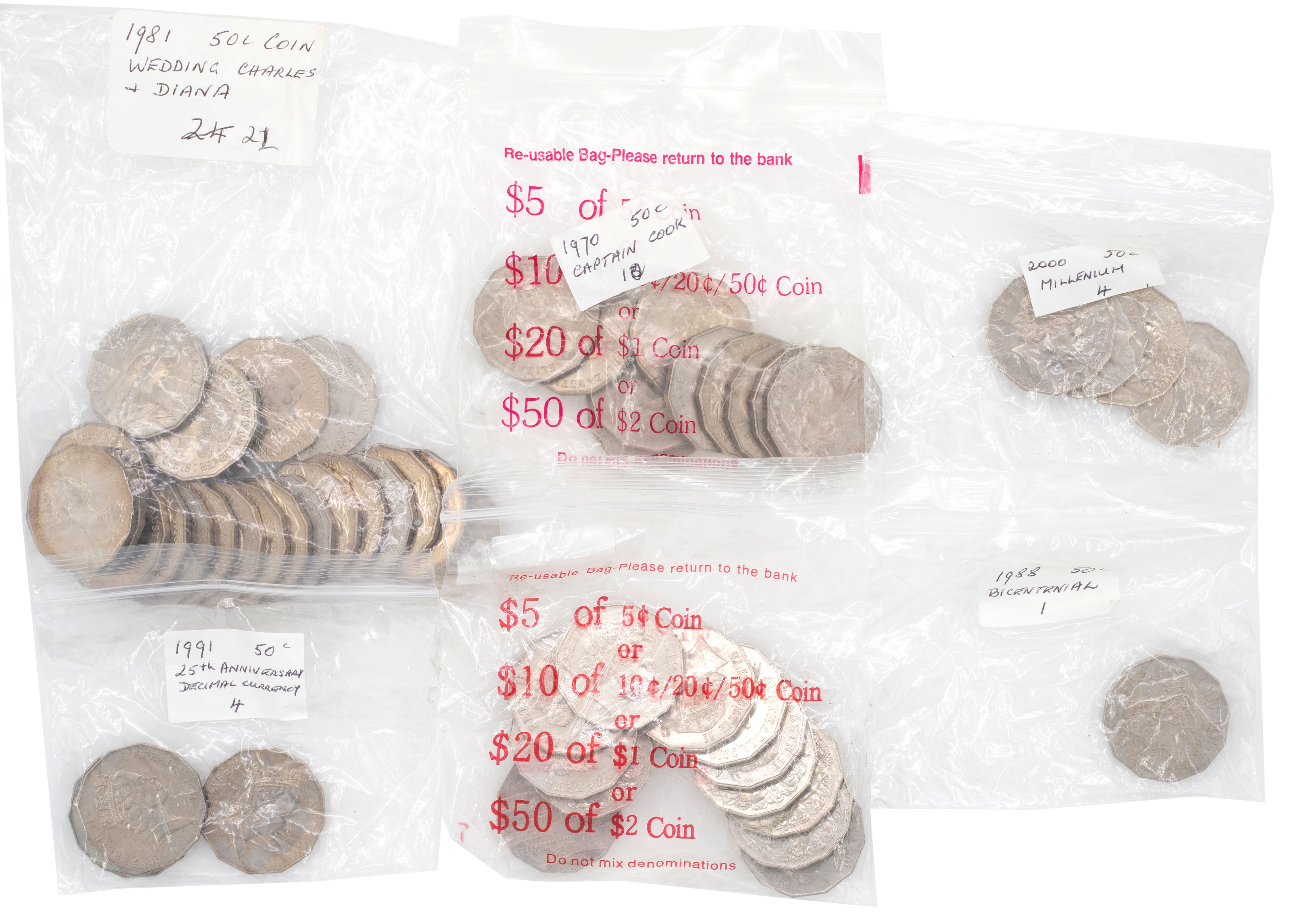 Elizabeth II, Fifty Cents, 1970 - 2000, aUNC - CHU