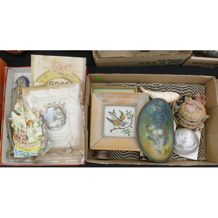 2 Boxes Antique Decor etc.