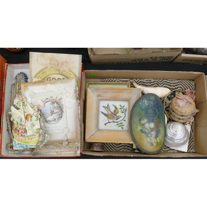 2 Boxes Antique Decor etc.