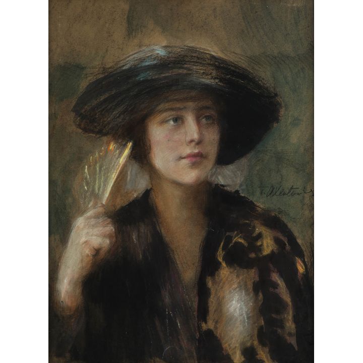 Teodor Axentowicz | Portret damy w kapeluszu