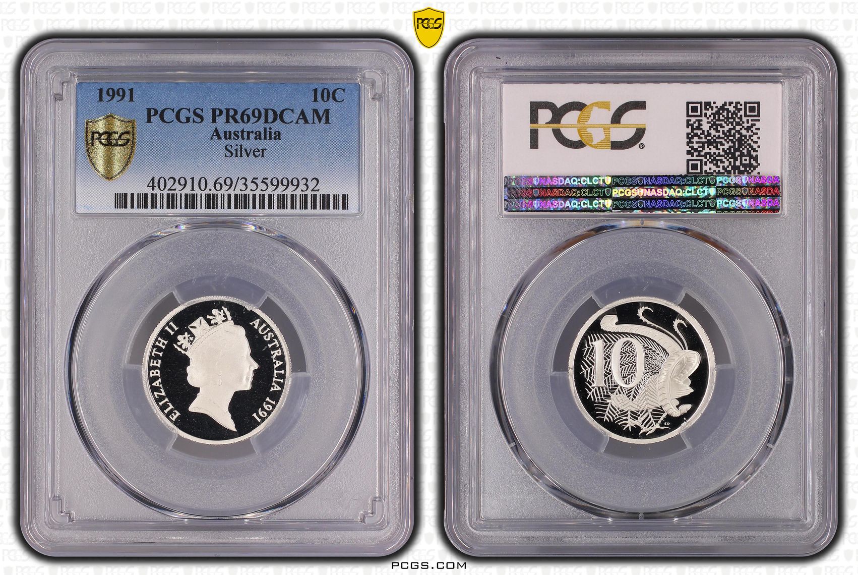 1991 Australia Ten Cent, 10c Silver Silver PCGS - PR69DCAM -932