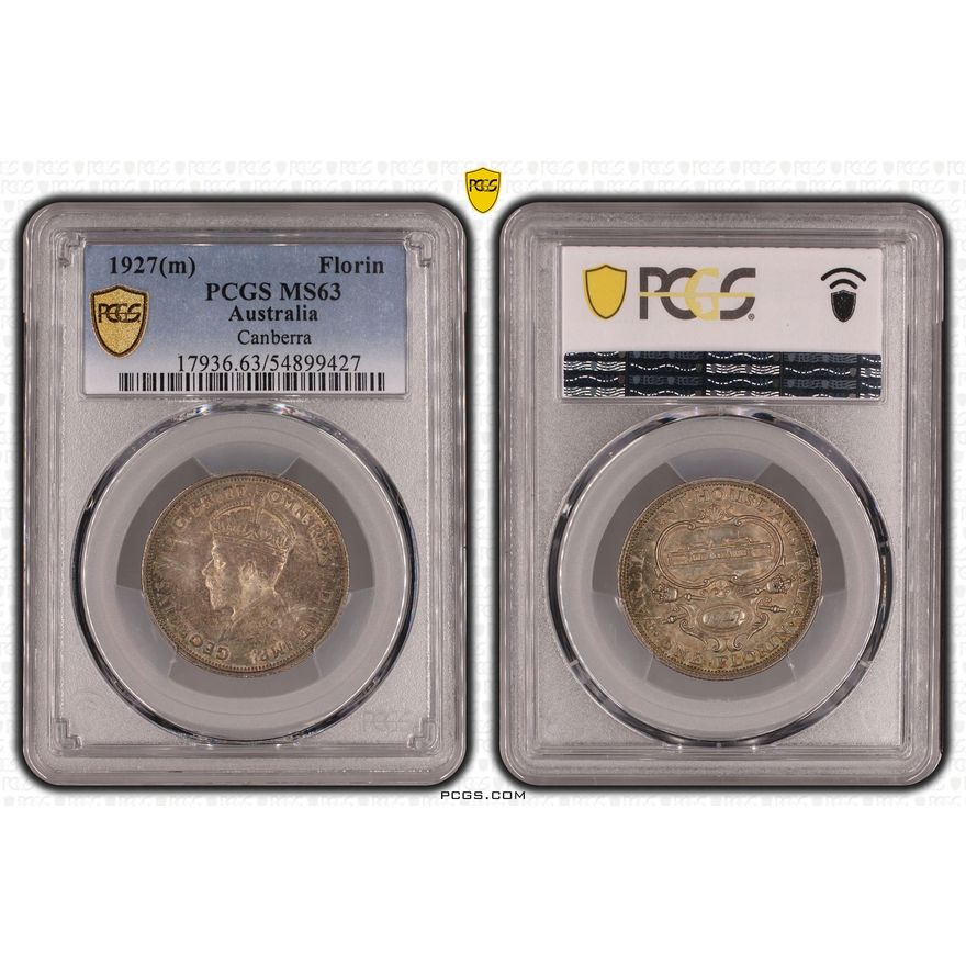 George V, Canberra, Florin, 1927(m), PCGS MS63