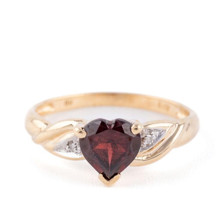 Heart Garnet & Diamond 9ct Gold