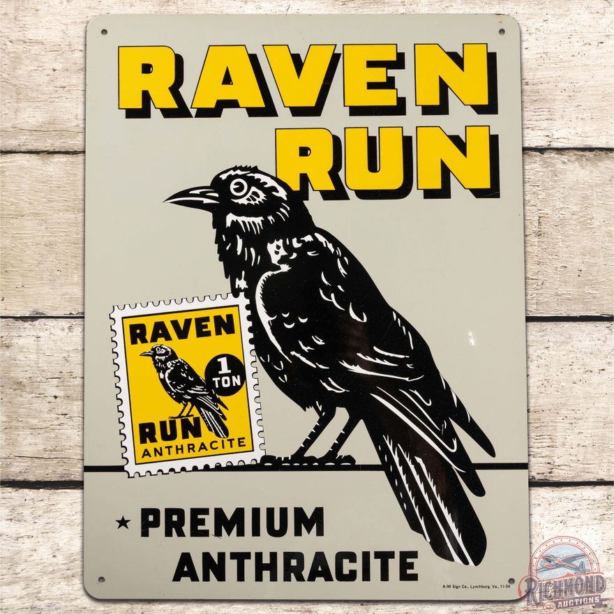 1954 Raven Run Premium Anthracite Coal SS Tin Sign