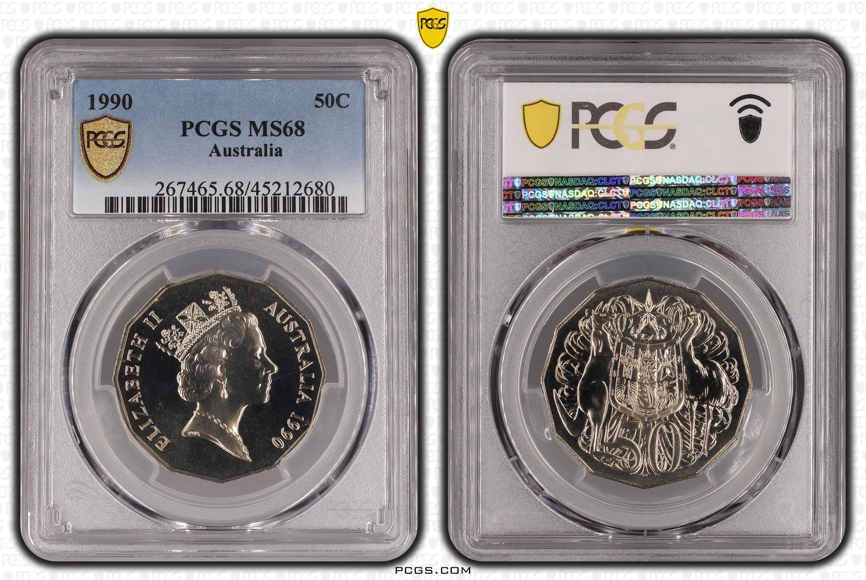 Fifty Cent, 1990, PCGS MS68
