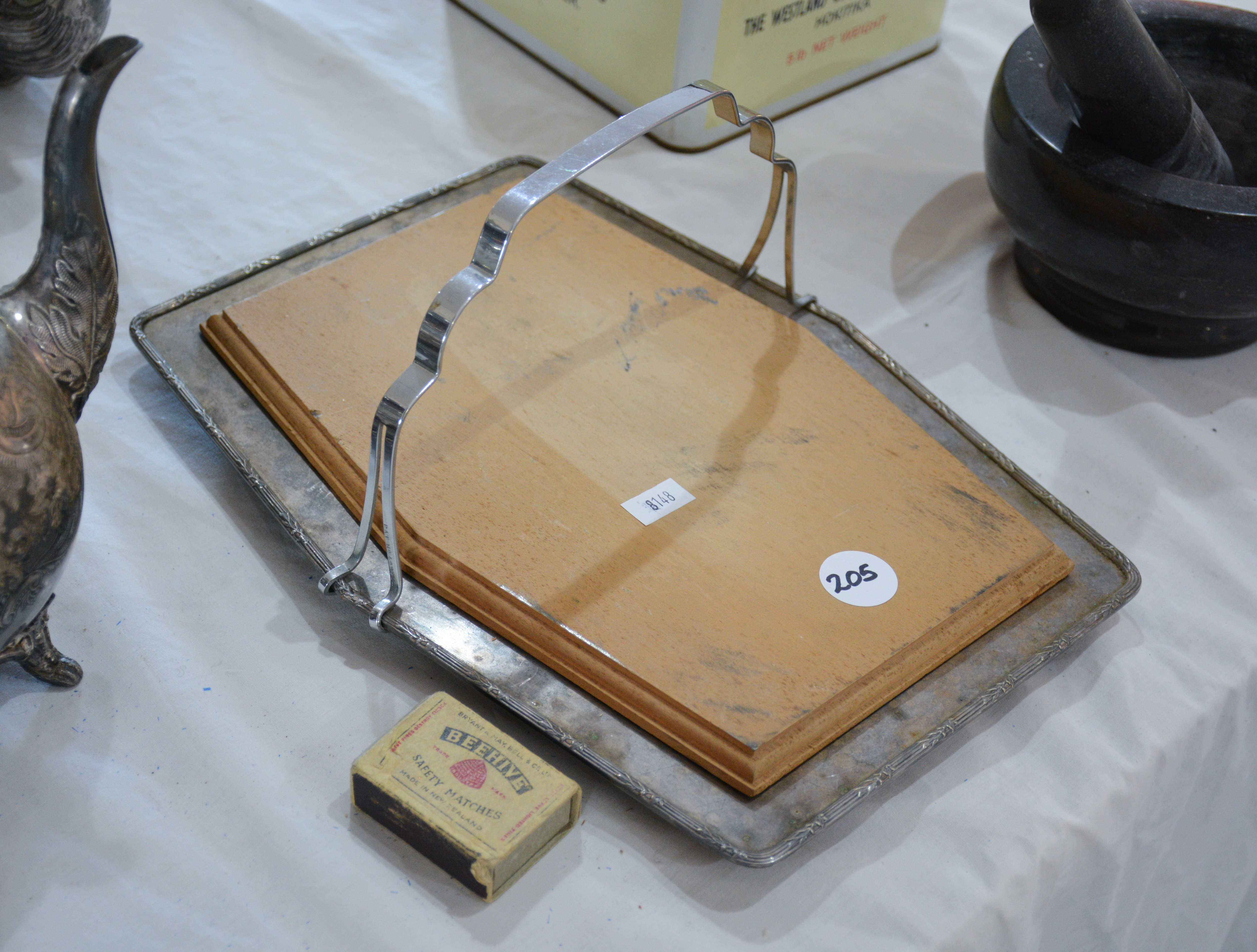 Vintage Handled Tray with Wood Insert — NZ auction result