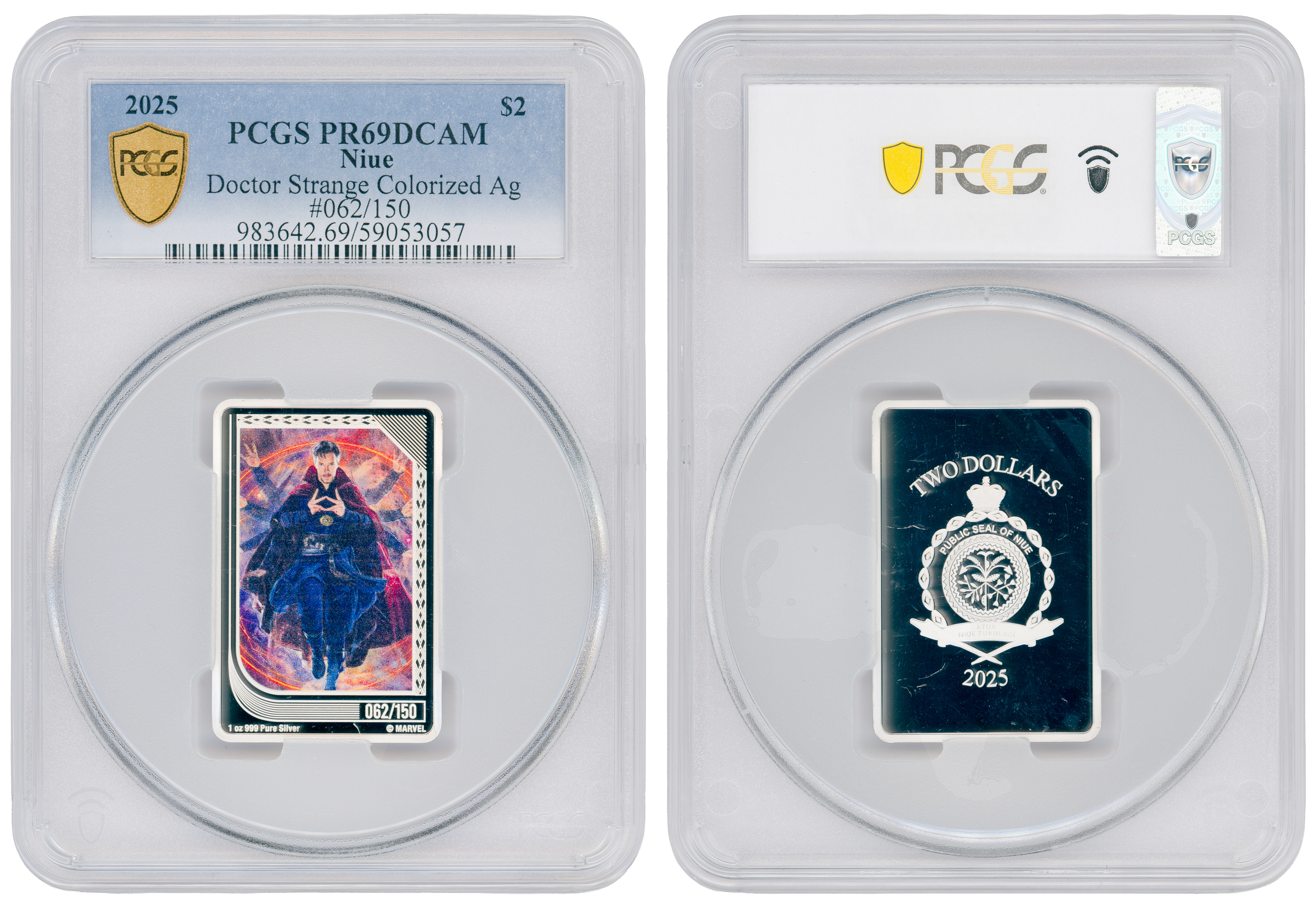 Niue, Doctor Strange Colorized Ag, POP 1/0, Two Dollar, 2025, PCGS PR69DCAM