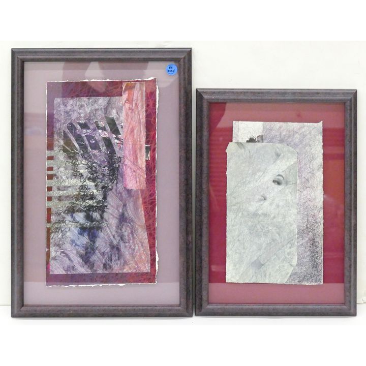 2pc Abstract Mixed Media Plasteel Framing Largest 18'' x 12''