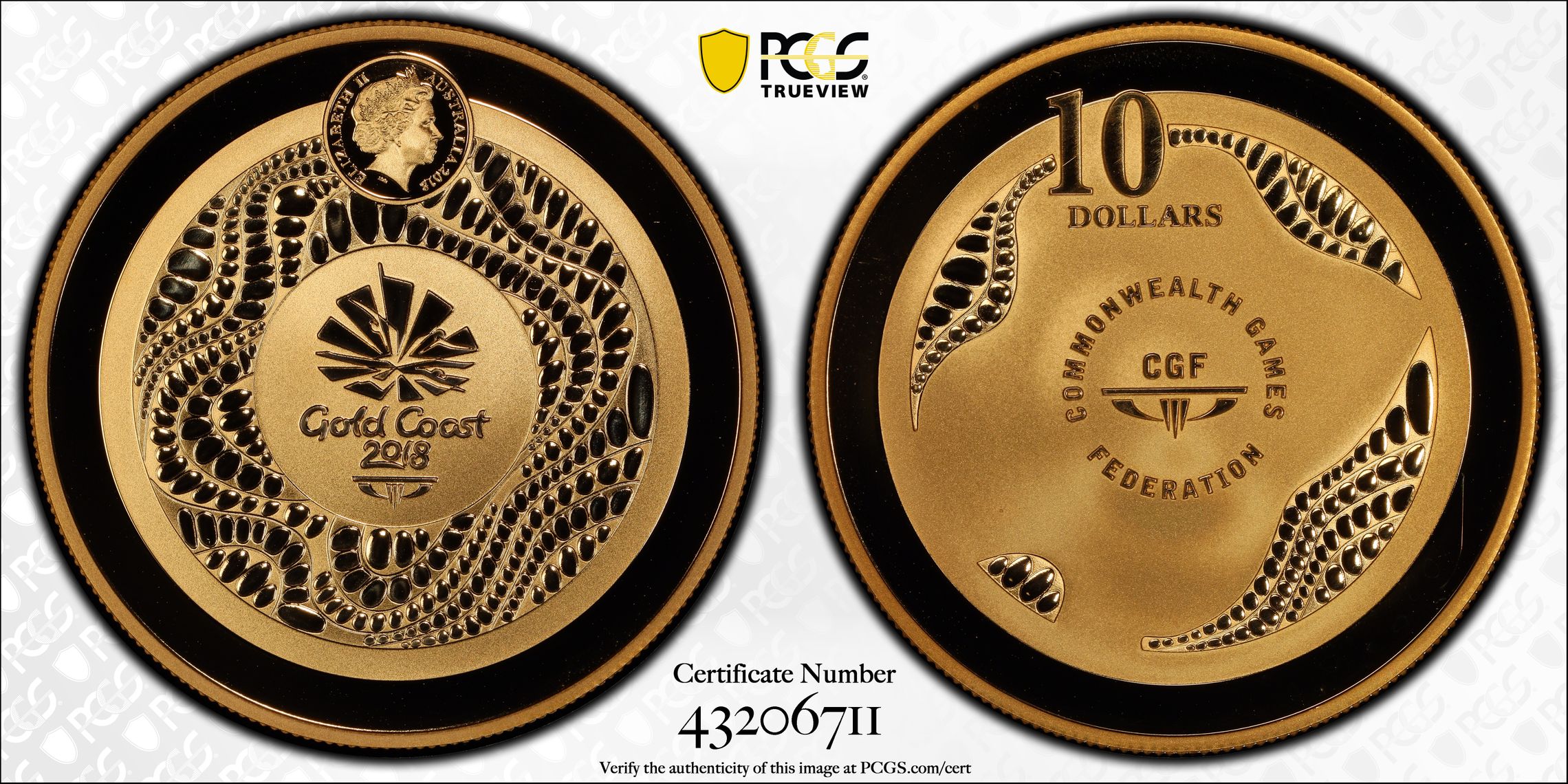 Elizabeth II, Commonwealth Games , Ten Dollar, 2018, PCGS PR69DCAM