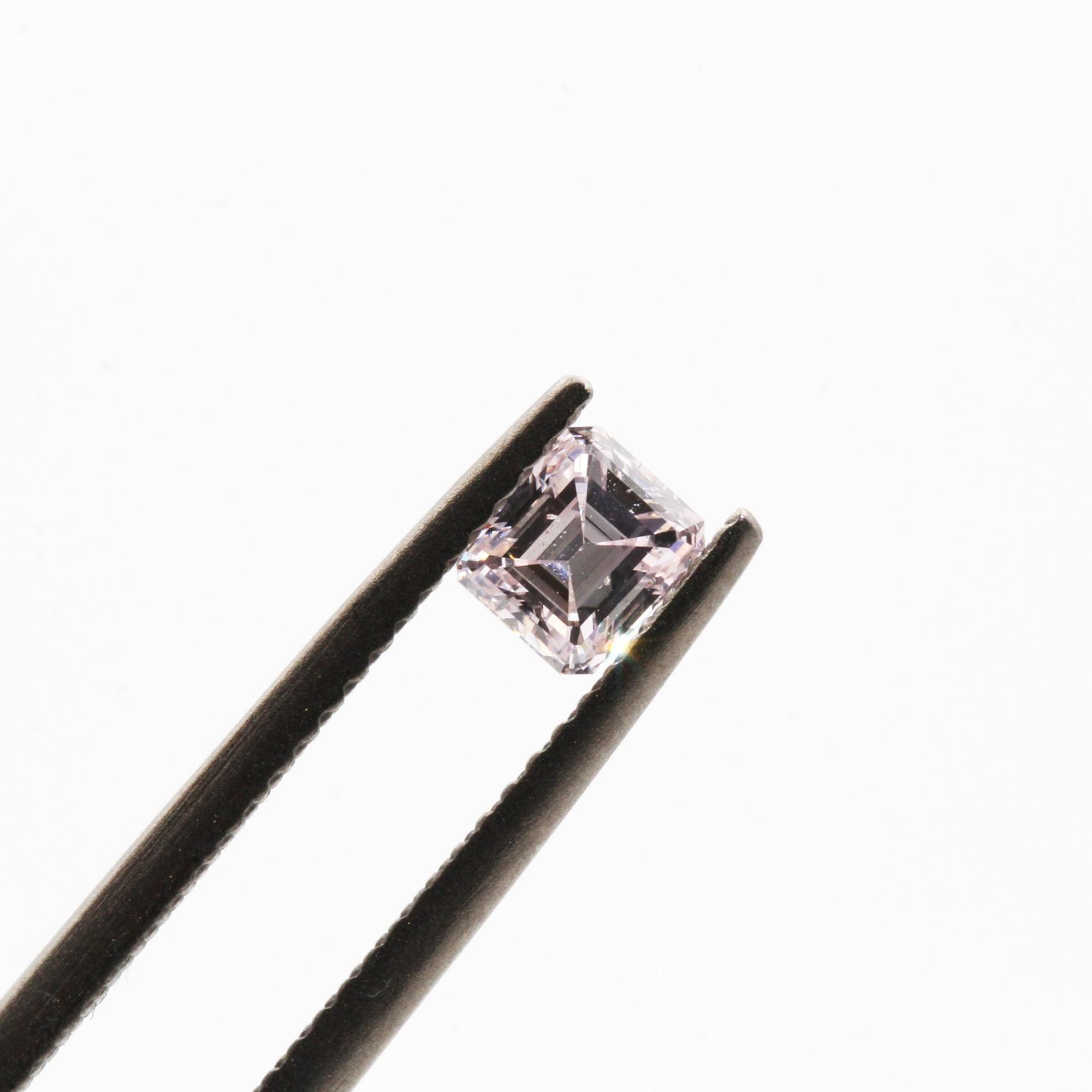 0.514ct Faint Pink Emerald Cut Argyle Mined Diamond