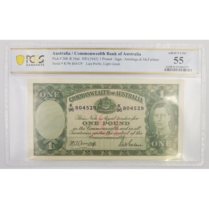 LAST PREFIX - CoA A/M One Pound Note (aUnc 55)