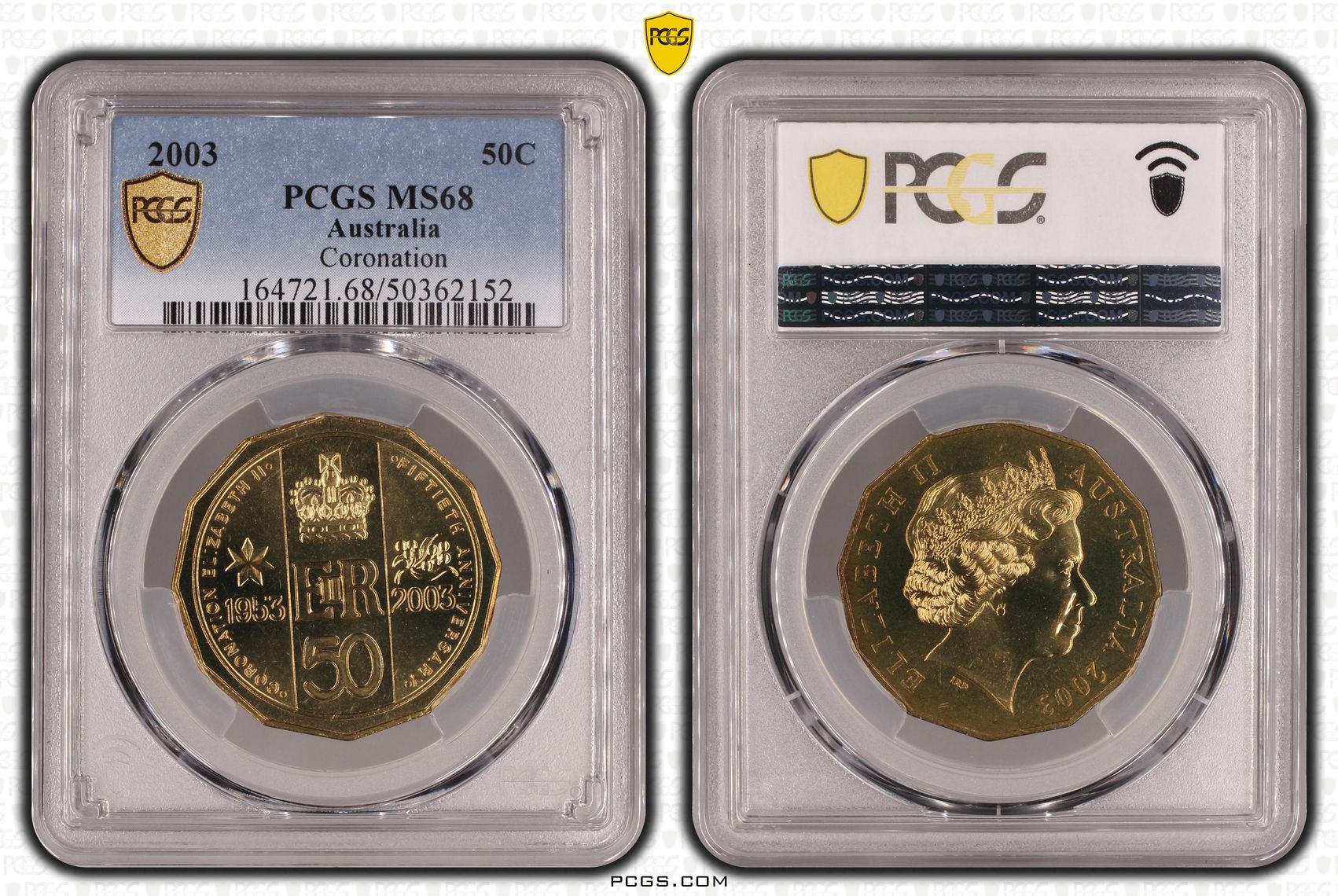 96 · Coronation , Fifty Cent, 2003, PCGS MS68