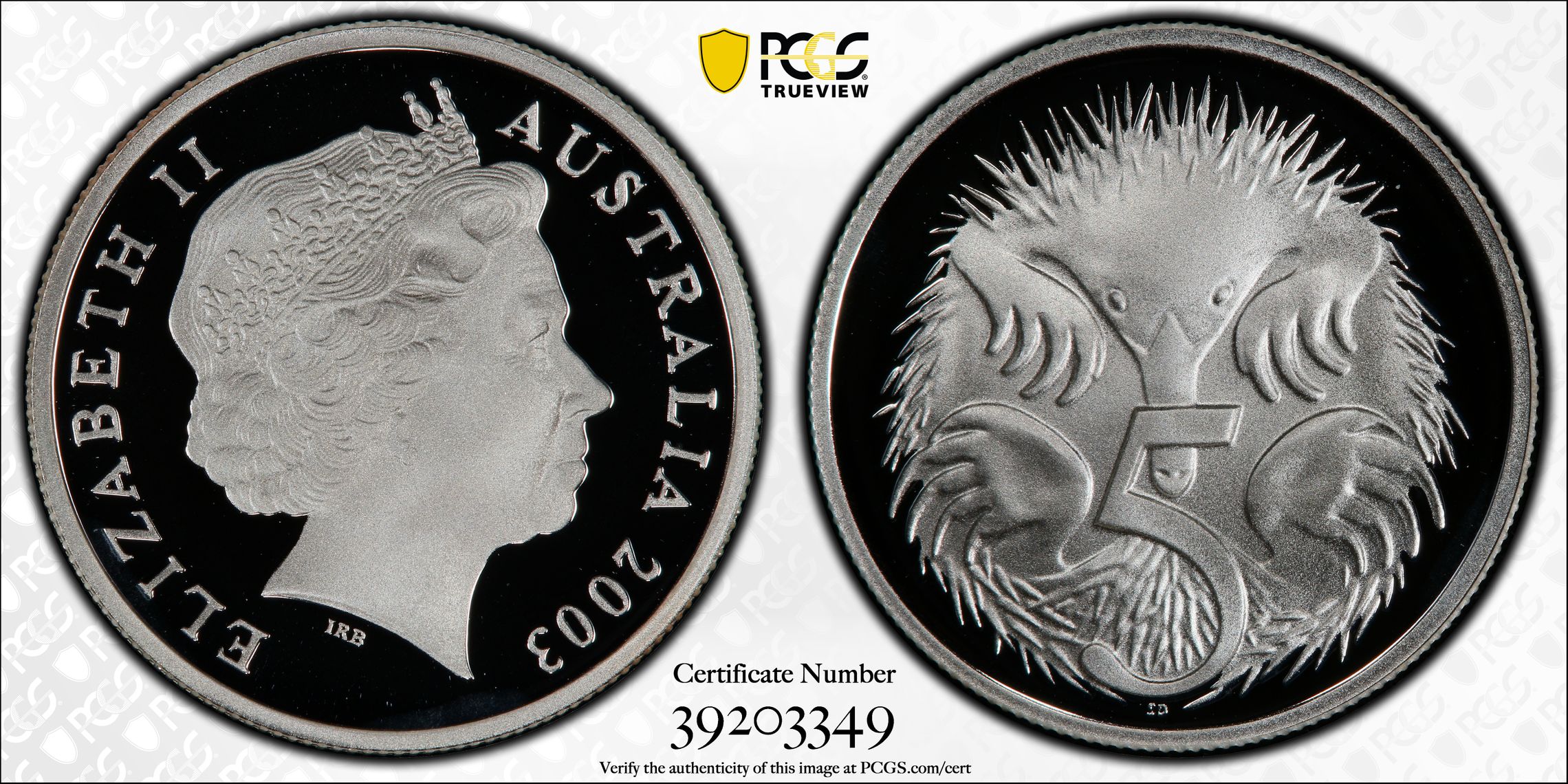80 · 2003 Australia Five Cent, 5c Silver PCGS - PR70DCAM POP 14/0 -349