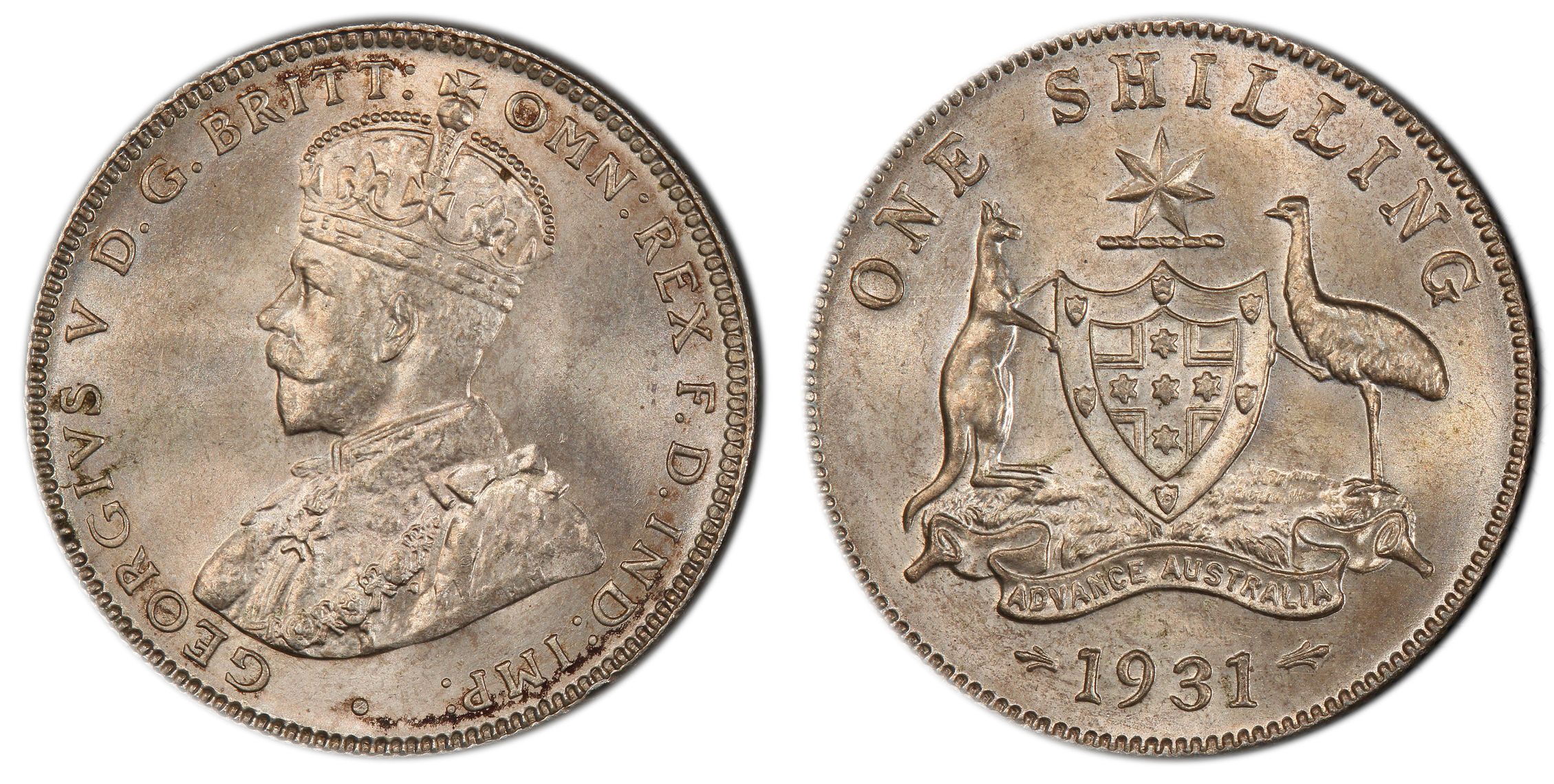 George V, Shilling, 1931, PCGS MS65