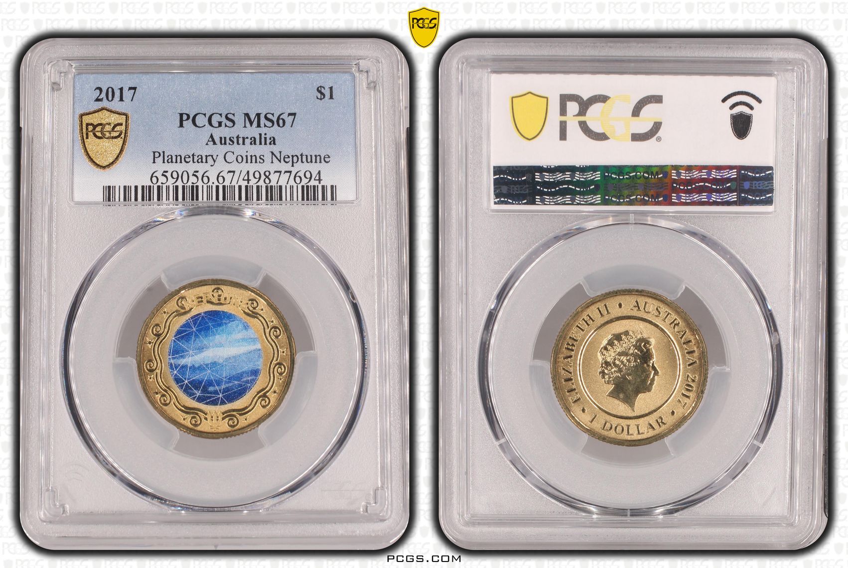 Planetary Coins Neptune , One Dollar, 2017, PCGS MS67