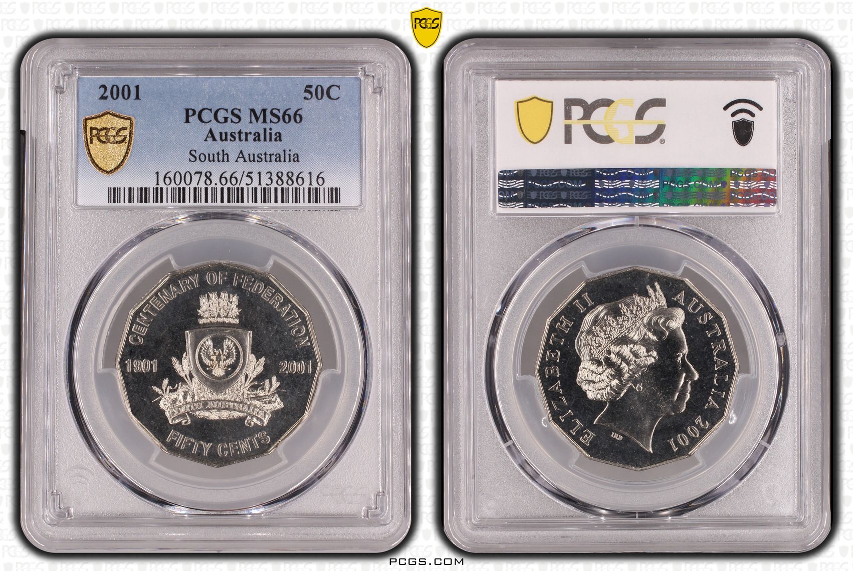 South Australia, Fifty Cent, 2001, PCGS MS66