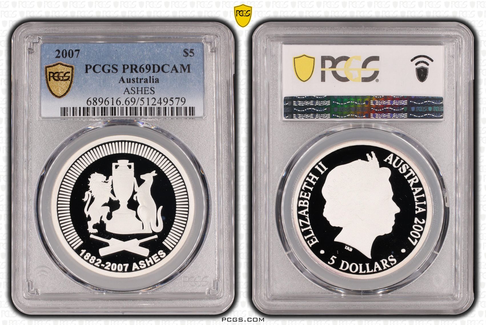 ASHES, Five Dollar, 2007, PCGS PR69DCAM