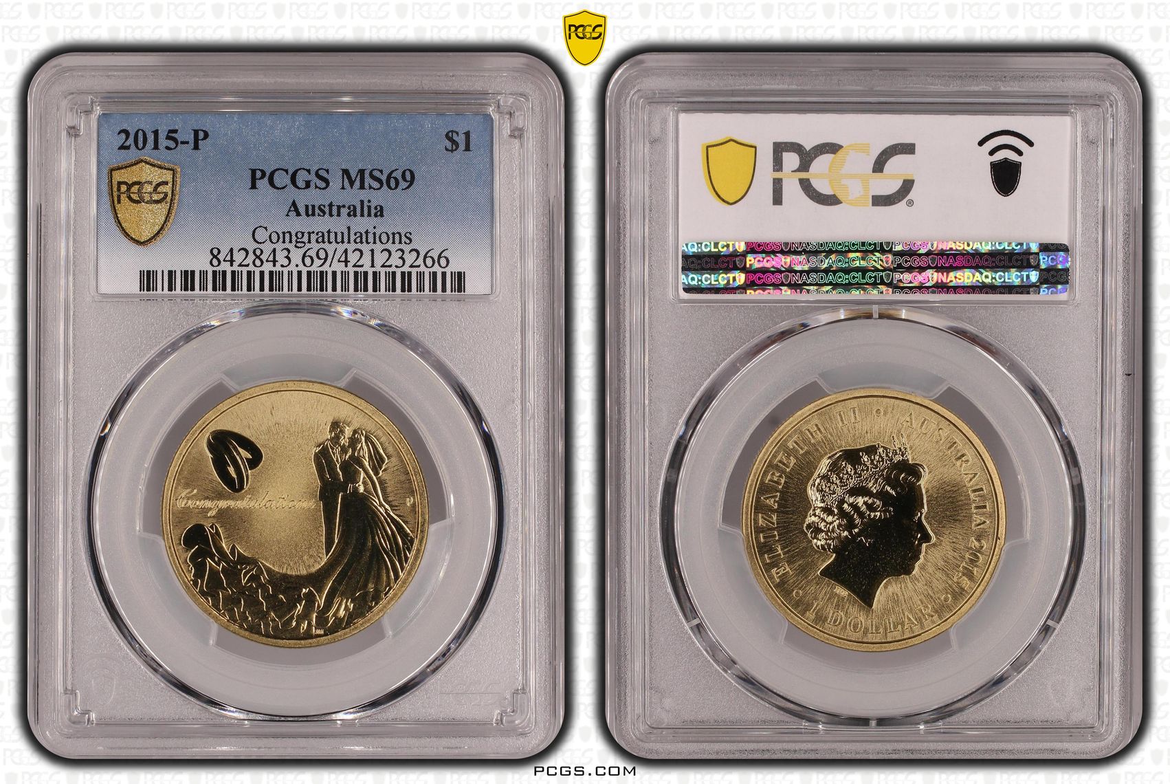 Congratulations, POP 6/0, One Dollar, 2015-P, PCGS MS69