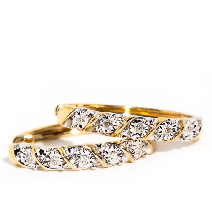 Diamond Hoop Earrings 9 Carat Gold,