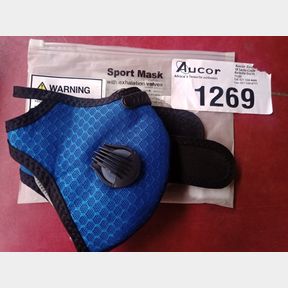 DOUBLE VALVE SPORT MASK-MULTIPLE COLOURS-100 POLYSTER - BLUE / GREY