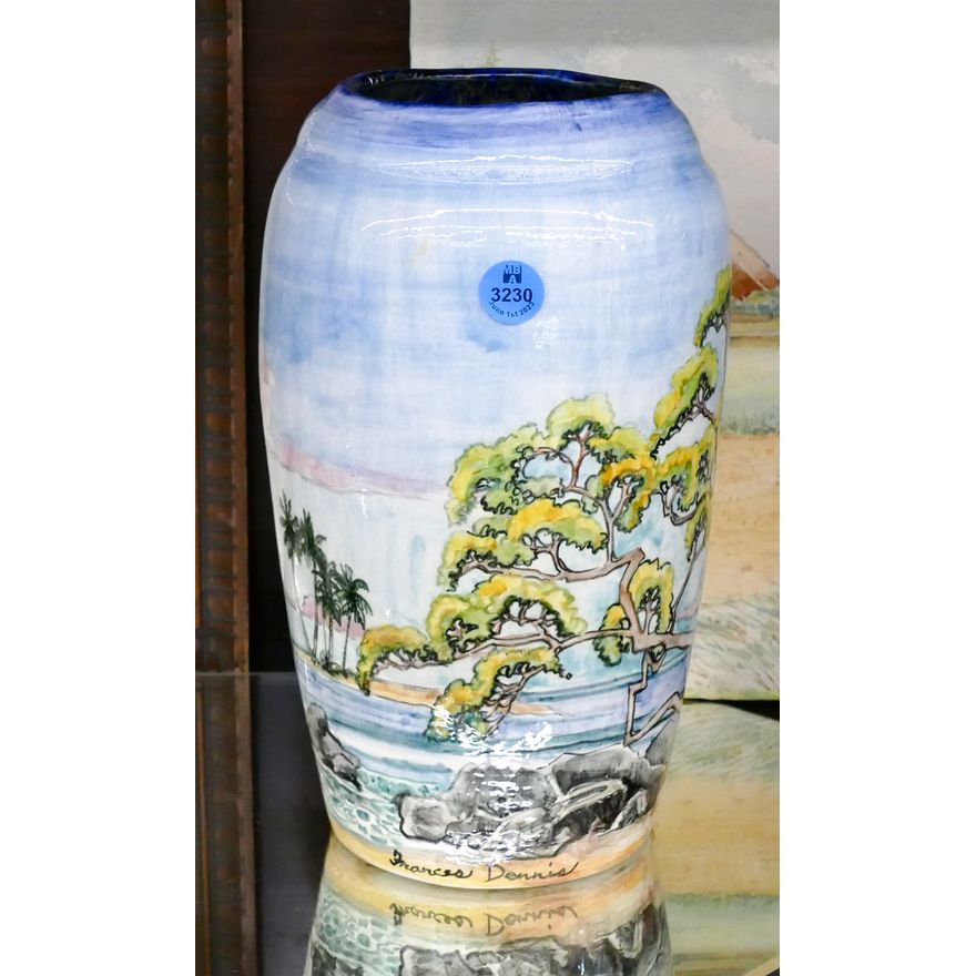 Frances Dennis Hawaiian Art Pottery Vase 10.5''