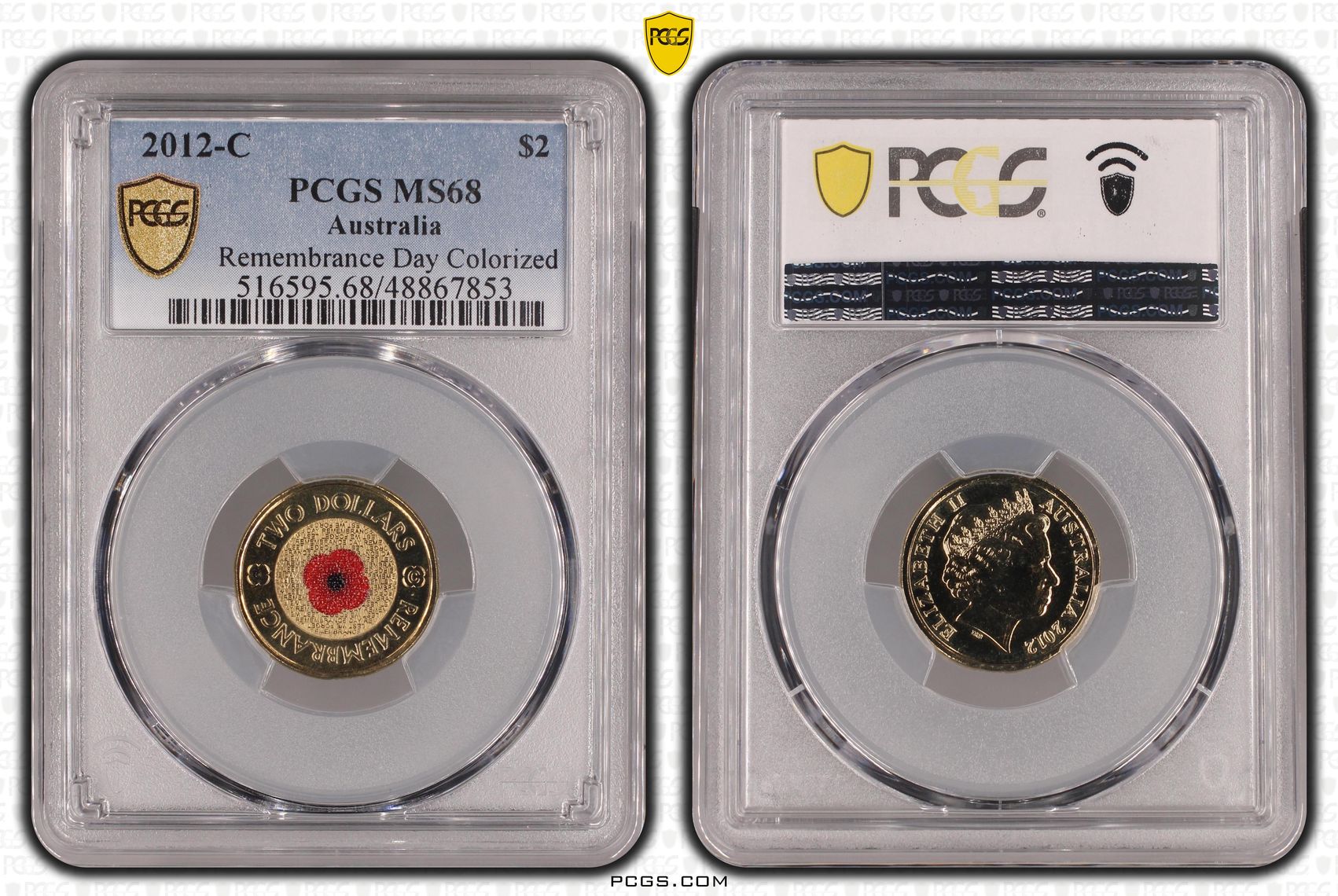 375 · Remembrance Day Colorized , Two Dollar, 2012-C, PCGS MS68