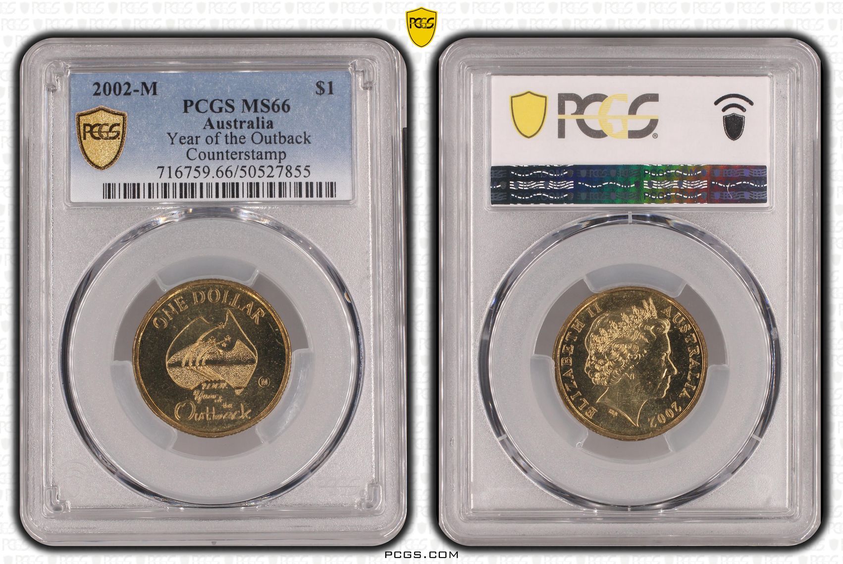 Year of the Outback Counterstamp, One Dollar, 2002-M, PCGS MS66
