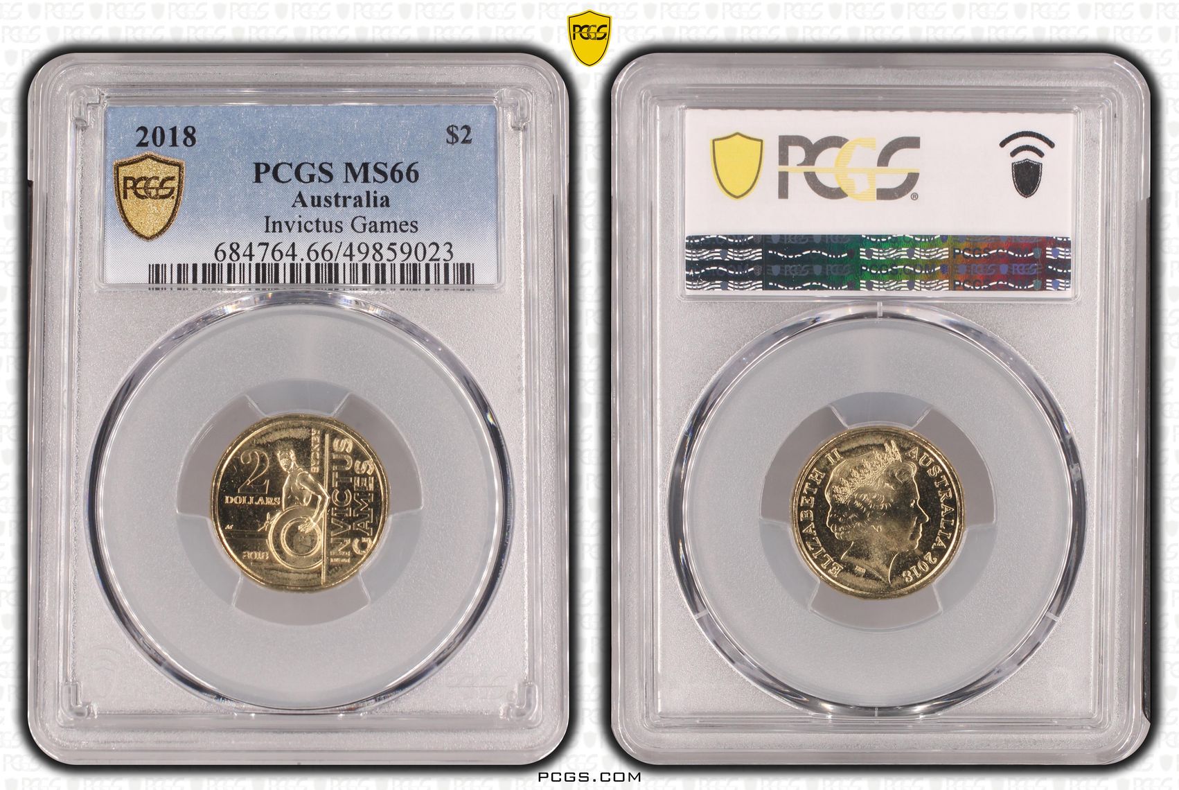 456 · Elizabeth II, Invictus Games , Two Dollar, 2018, PCGS MS66
