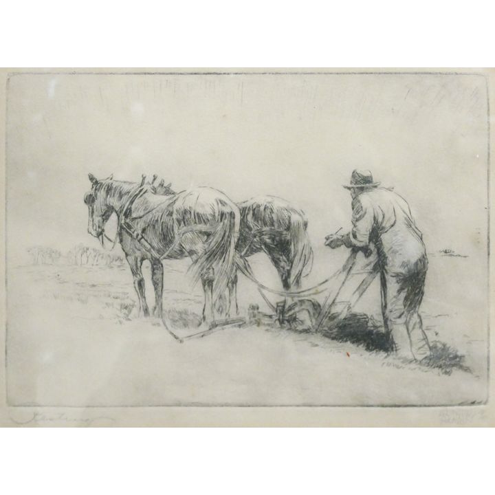 Arthur Hanson ''Resting'' S/N Etching Framed 11''x13''