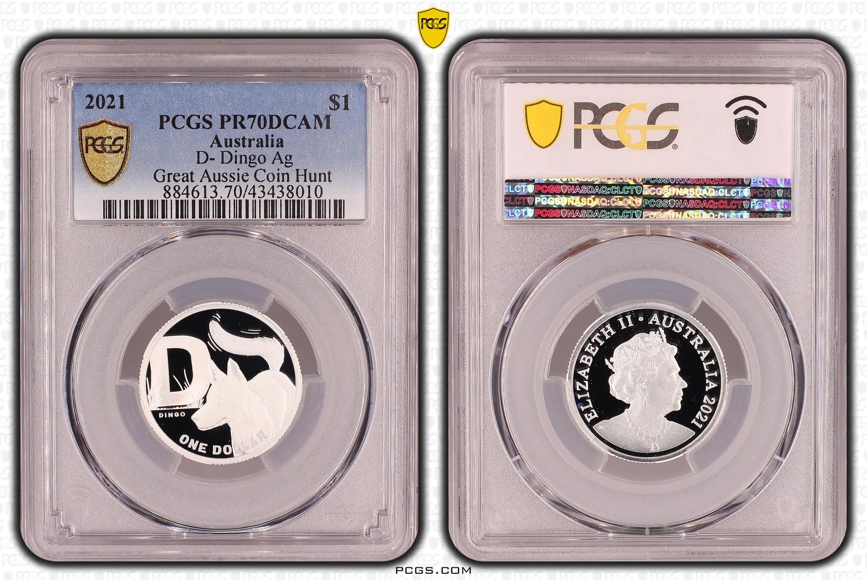 Elizabeth II, Silver, D- Dingo, Great Aussie Coin Hunt, One Dollar, PR70DCAM , 2021 PCGS POP - 1/0